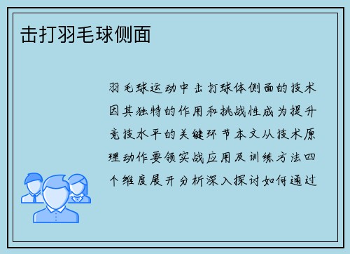 击打羽毛球侧面